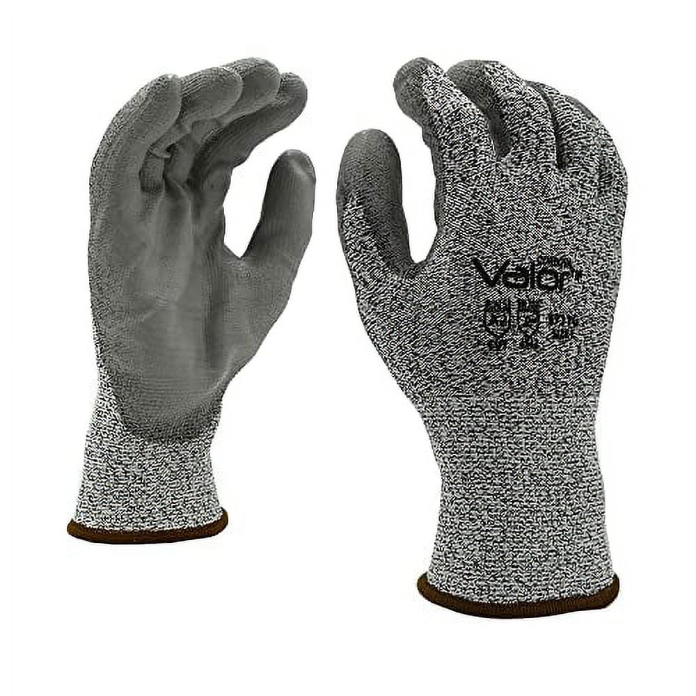 Valor Salt & Pepper Gloves LRG 13-Gauge HPPE Shell, Gray Polyurethane Pal Coating. ANSI Cut Level A2
