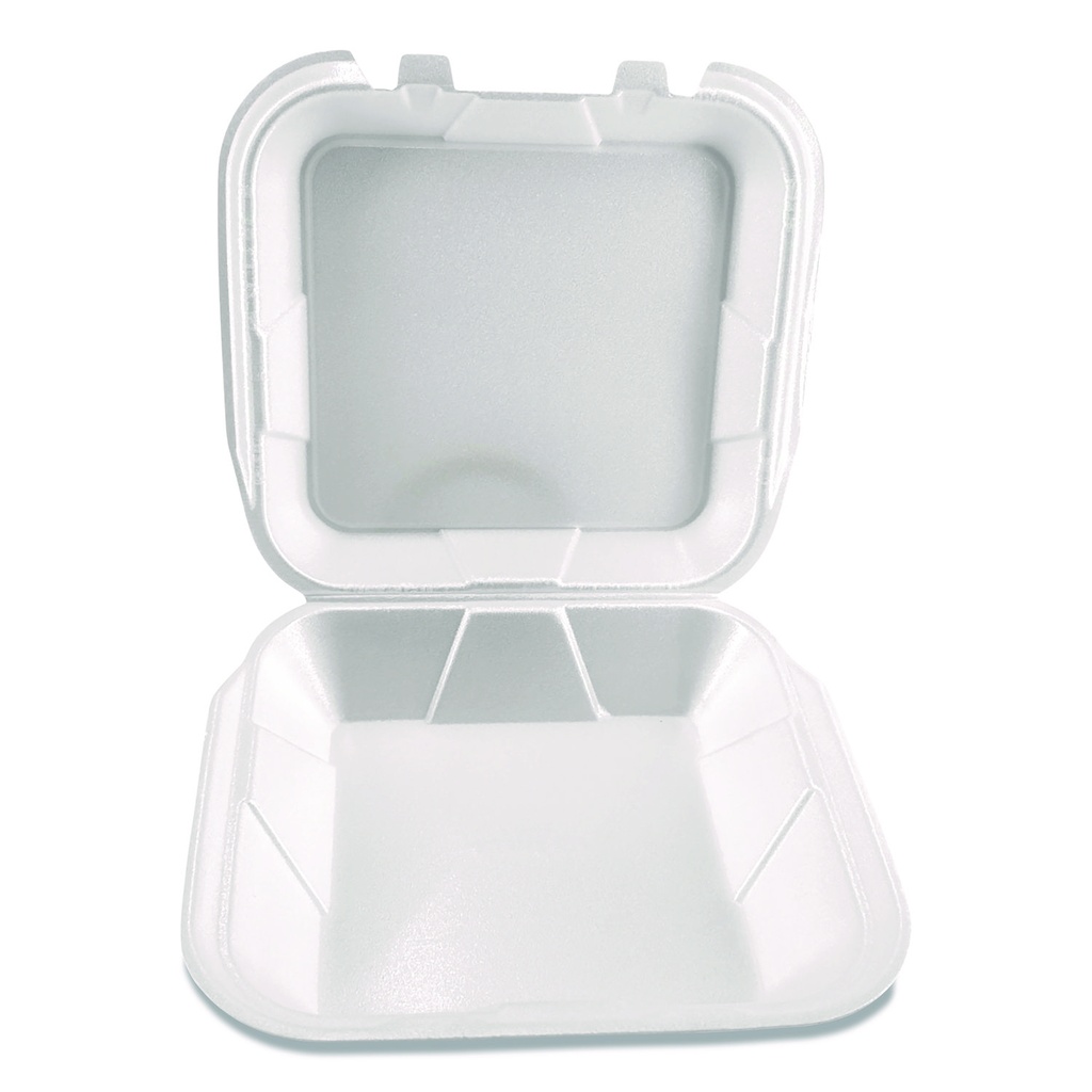 Foam Hinged Lid Containers, 9 x 9 x 3, White, 200/Carton