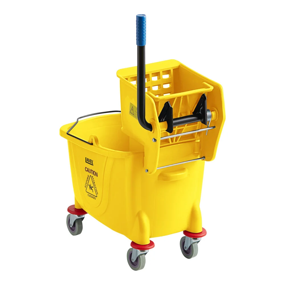 35 Qt. Mop Bucket/Wringer Combo Yellow. Side Pressure Unit.