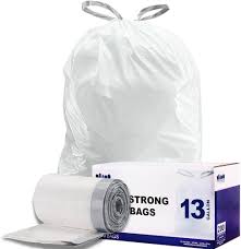 13 Gal Drawstring Can Liners. 4/50 .9 mil. White/HU DS13G