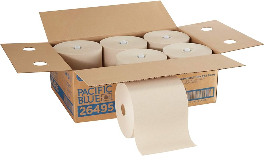 ..Pacific Blue Ultra High-Capacity Recycled Paper Towel Rolls..7.87" x 1150 ft - Brown - Paper - Flexible, Chlorine-free - 6 - 6 / Carton