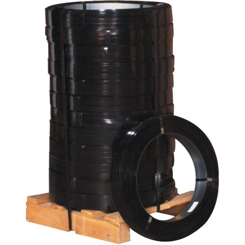 5/8" x .020 Steel Strapping. Oscillated wound, Regular Duty. BS 1470#.  Avg Coil Wt. 100#.