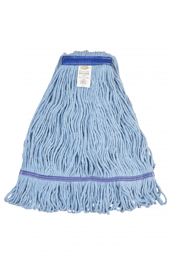 STARLINE-Medium, Looped End Wet Mop, Blue, 5" Headband, 4 Ply Blend Cotton/Rayon, 12/Case. ASB5MB