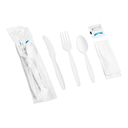 Choice White Medium Weight Wrapped Plastic Cutlery Pack with Napkin and Salt / Pepper Packets, 500 / Case