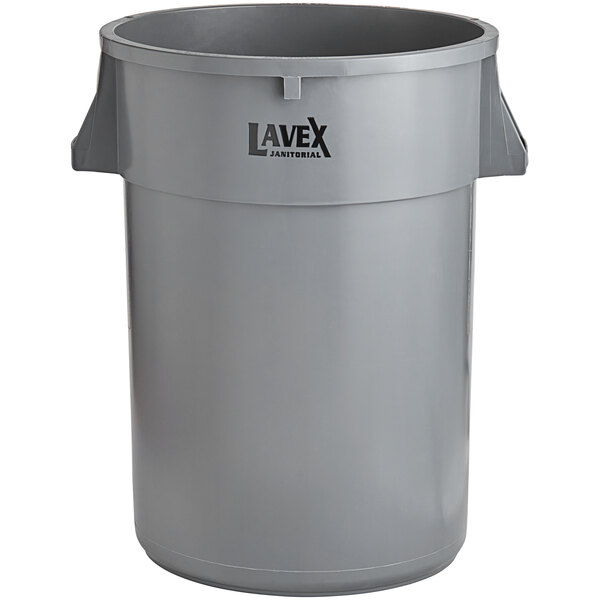 Lavex Janitorial 44 Gallon Gray Round Commercial Trash Can
