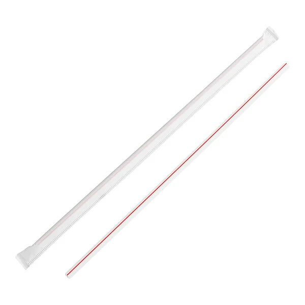 Boardwalk 10-1/4" Wrapped Jumbo Red Stripe Straws 2000/Case