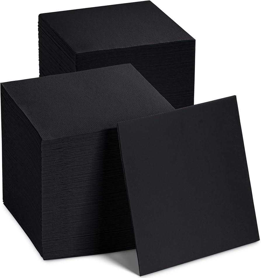 10x10 Coctail Napkin, 2-Ply Overall Emboss, Black Paper (Custom Logo)