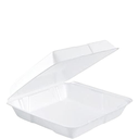 Dart 95HT3R 9 1/2" x 9" x 3" White Foam Three-Compartment Square Take Out Container with Hinged Lid - 200/Case