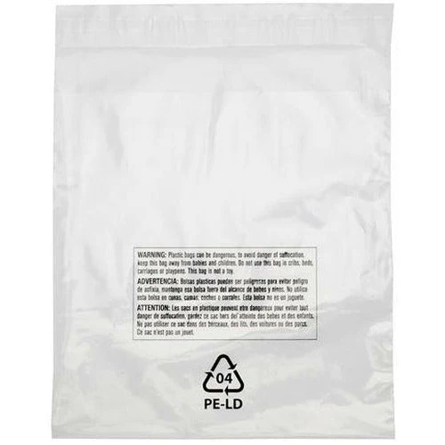 11" x 14" x 1.5 Mil, Lip & Tape Poly Bag Resealable, 1.5" Lip w/Suffocation Warning. 1000/Case. LAD16225