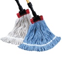 STARLINE-Large, Looped End Wet Mop, Blue, 5" Headband, 4 Ply Blend Cotton/Rayon, 12/Case