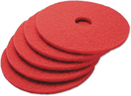 [BWK4014RED] Buffing Floor Pads, 14" Diameter, Red, 5/Carton