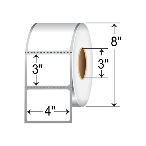 [CB 4030TT-P] Label: 4" x 3" Thermal Transfer, Perfed, 3" core, 8" OD, 2000/Rl, 4 Rls/Case