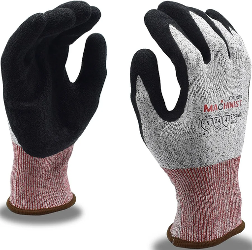 [COR 3734L] Gloves Machinist 13 Guage HPPE/Glass Fiber Shell, Black Foam Nitrile Coating.CE Cut Level 5