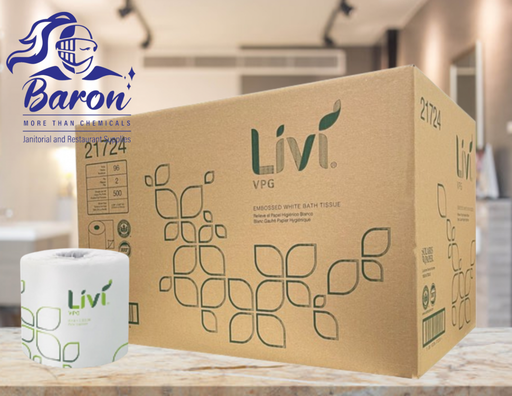 [HU 21724] LIVI Bath Tissue 500 Sts 2 Ply. 96 rolls/Case. 4.06" x 3.66" Sheet Size. #21724 ..