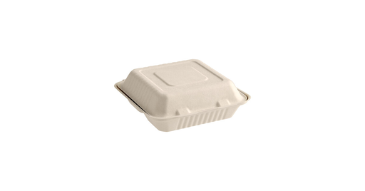 [395TO991] EcoChoice 9" x 9" x 3" Compostable Sugarcane / Bagasse 1 Compartment Take-Out Box - 200/Case