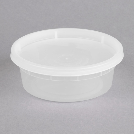 [128HD8COMBO] 8oz Deli Container & Lid, Translucent, Heavy Weight Plastic 240/Case