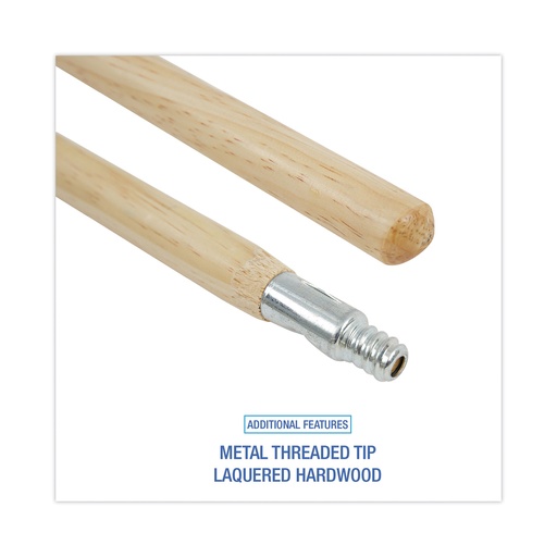 [BWK 138] Metal Tip Threaded Hardwood Broom Handle, 1.13" dia x 60", Natural