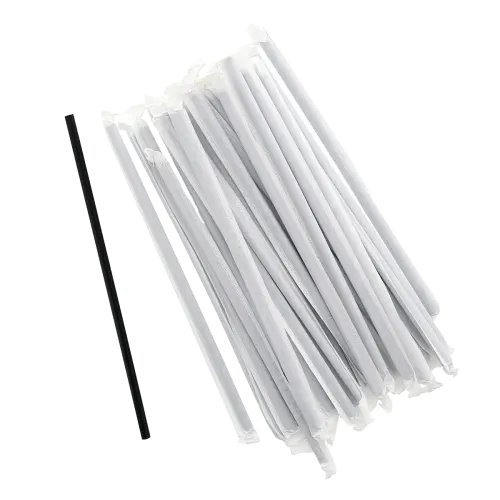 [WEB 485WJ7BK] Choice 7 3/4" Jumbo Black Wrapped Straw - 1200/Case
