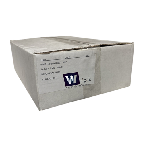 [WHP 97] (#97) 24 x 23 Black (1 Mil) Flat Pack Low-D Can Liner  500/Case, 7-10 Gallon